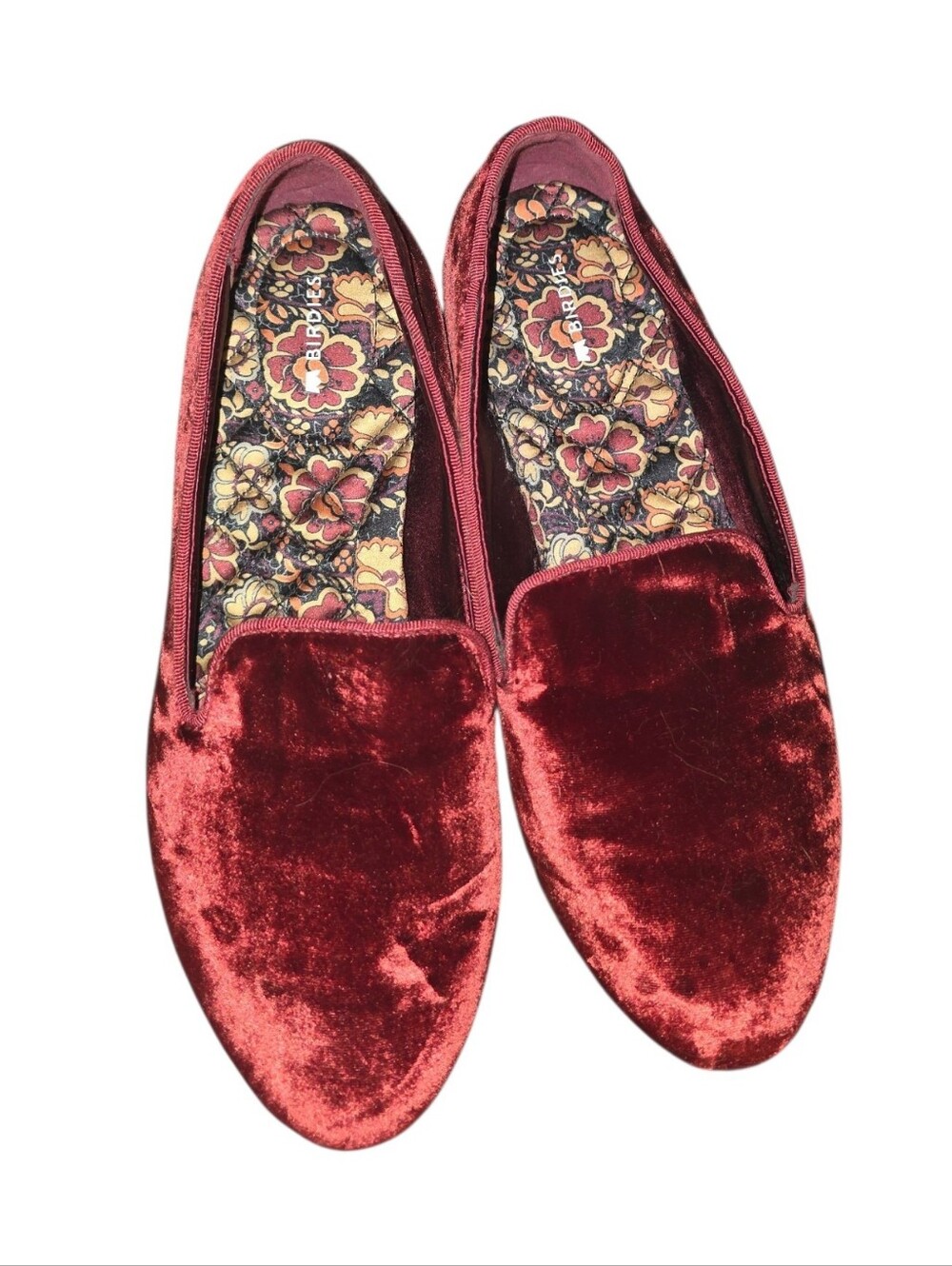 Birdies Velvet Loafers in Deep Red